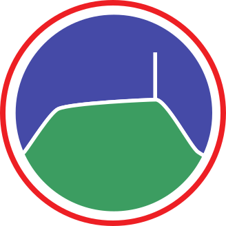 logo de larrun-prod représentant de profil la Rhune en vert, le ciel en bleu et cerclé de rouge